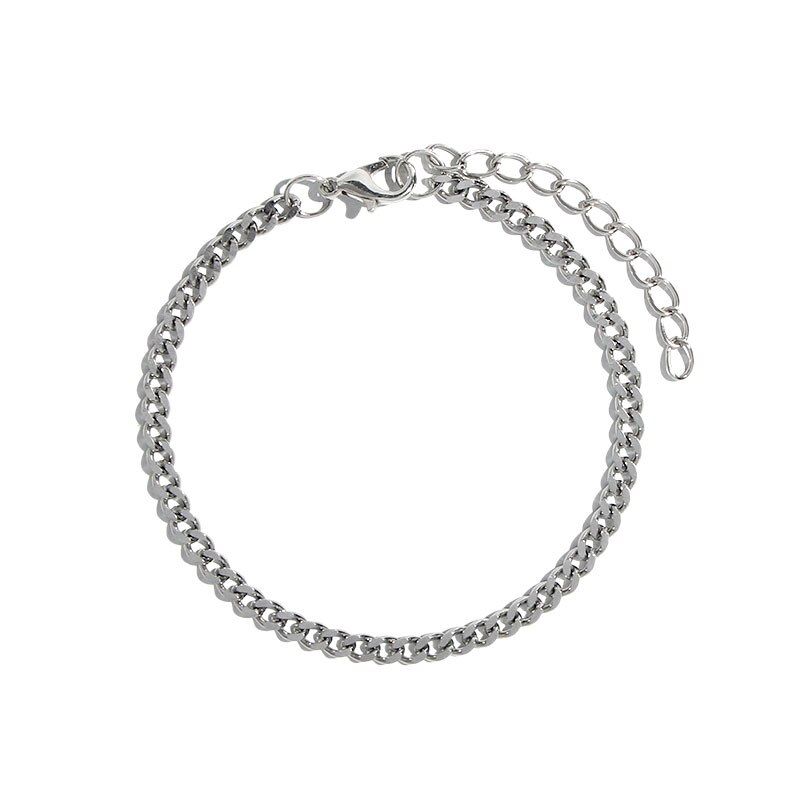 Flatfoosie Stainless Steel Anklet Bracelet For Women Silver Color Twist Chain Anklet Personality Jewelry: 000415SL