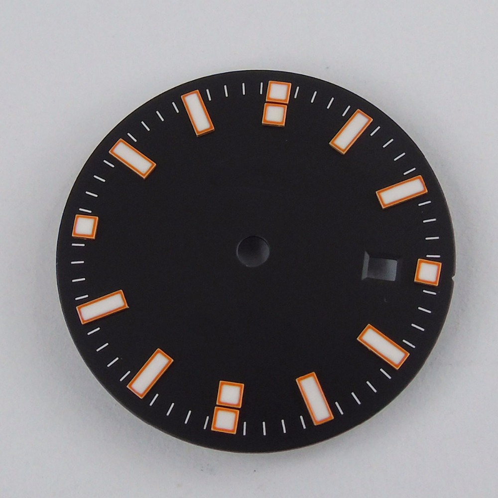31.5mm Nologo Zwart Horloge Gezicht heren Horloge Datum Venster Horloge Dial Fit Voor MINGZHU 3804 (GMT) automatische Beweging