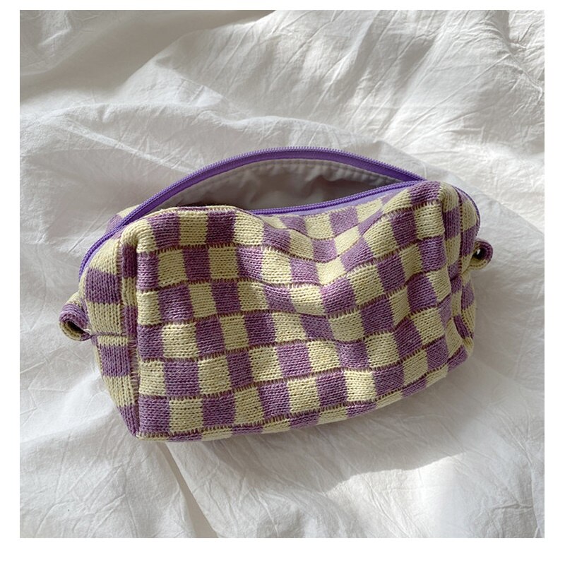 Checkerboard Storage Bag Pouch Basic Retro Check Patterns Pencil Bag Pen Case for Travel Stationery Office School A6933