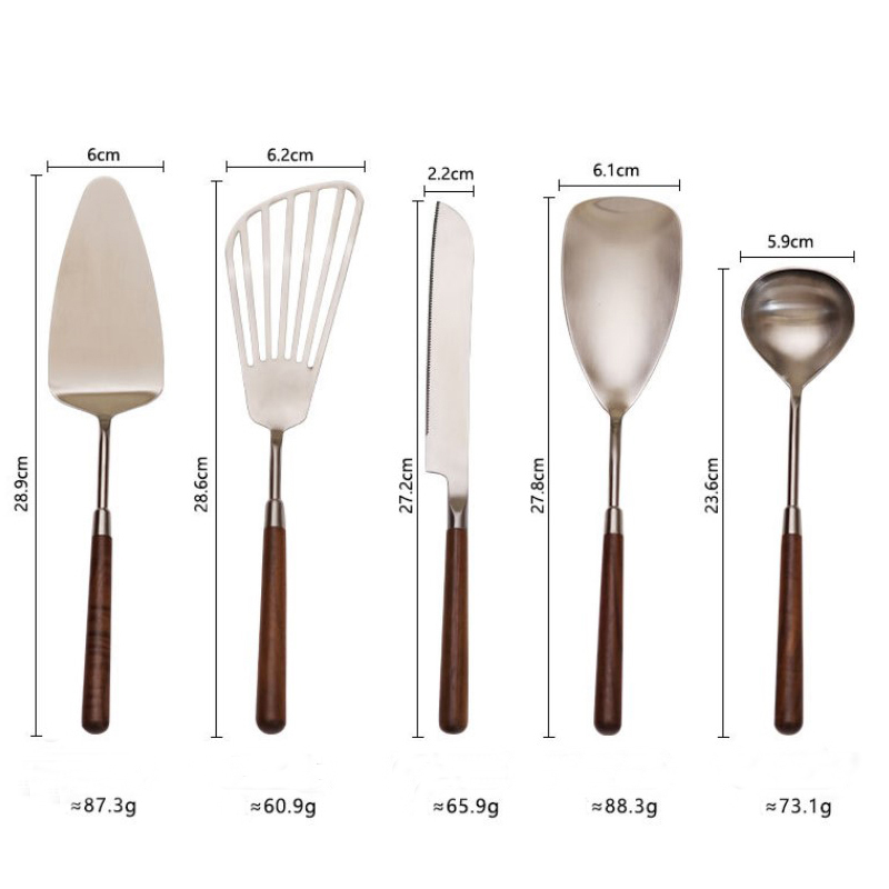 Cuchara de cocina de acero inoxidable 304, espátula para freír, pala para pastel de nuez, espátula para pastel, cuchillo, utensilios de cocina, cucharón para sopa