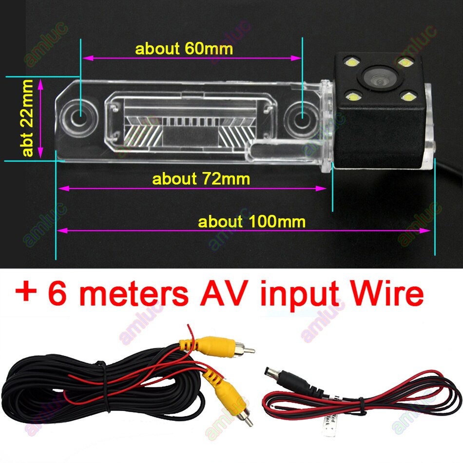 Vehicle Wireless Car Camera Monitor for VW Skoda Superb Magotan Touran Passat Jetta Caddy Golf Multivan T5 Transporter Bora Polo: 4led Rear Camera