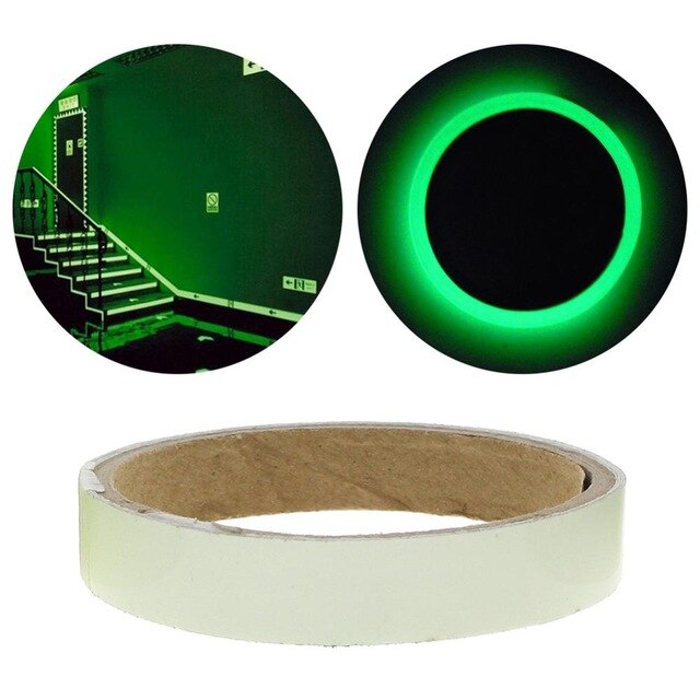 Cinta autoadhesiva luminosa de 1,5 cm x 1m cinta de visión nocturna que brilla en la oscuridad, advertencia de seguridad, cintas decorativas para el hogar: Green