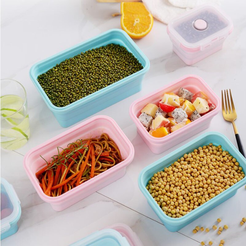 Silicone Lunch Box Foldable Food Storage Bento Box Bowl Food Container for Kid Microwave Portable Picnic Camping Outdoor Product