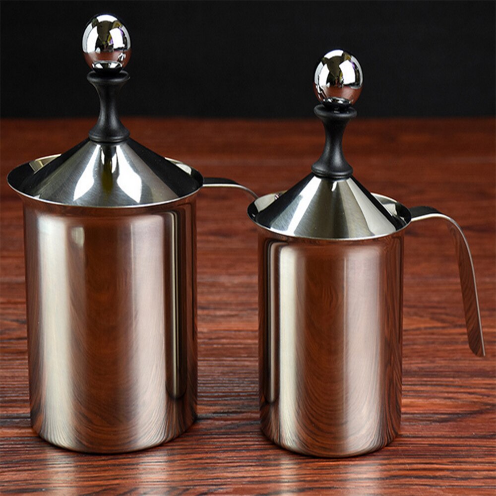 Milk Frother Stainless Steel 400cc Double Manual Milk Frother Coffee Milk Frother Milk Frother Cup Milk Frother