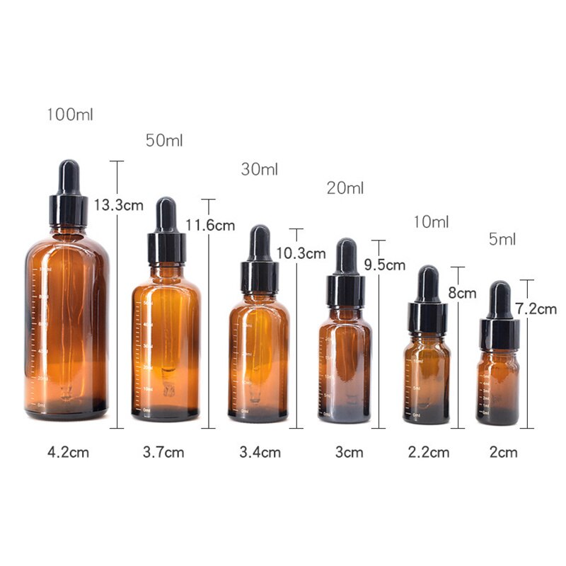 Dropper Flessen Met Schaal 5Ml-100Ml Reagens Eye Amber Glas Aromatherapie Vloeibare Pipet Fles Hervulbare Flessen reizen