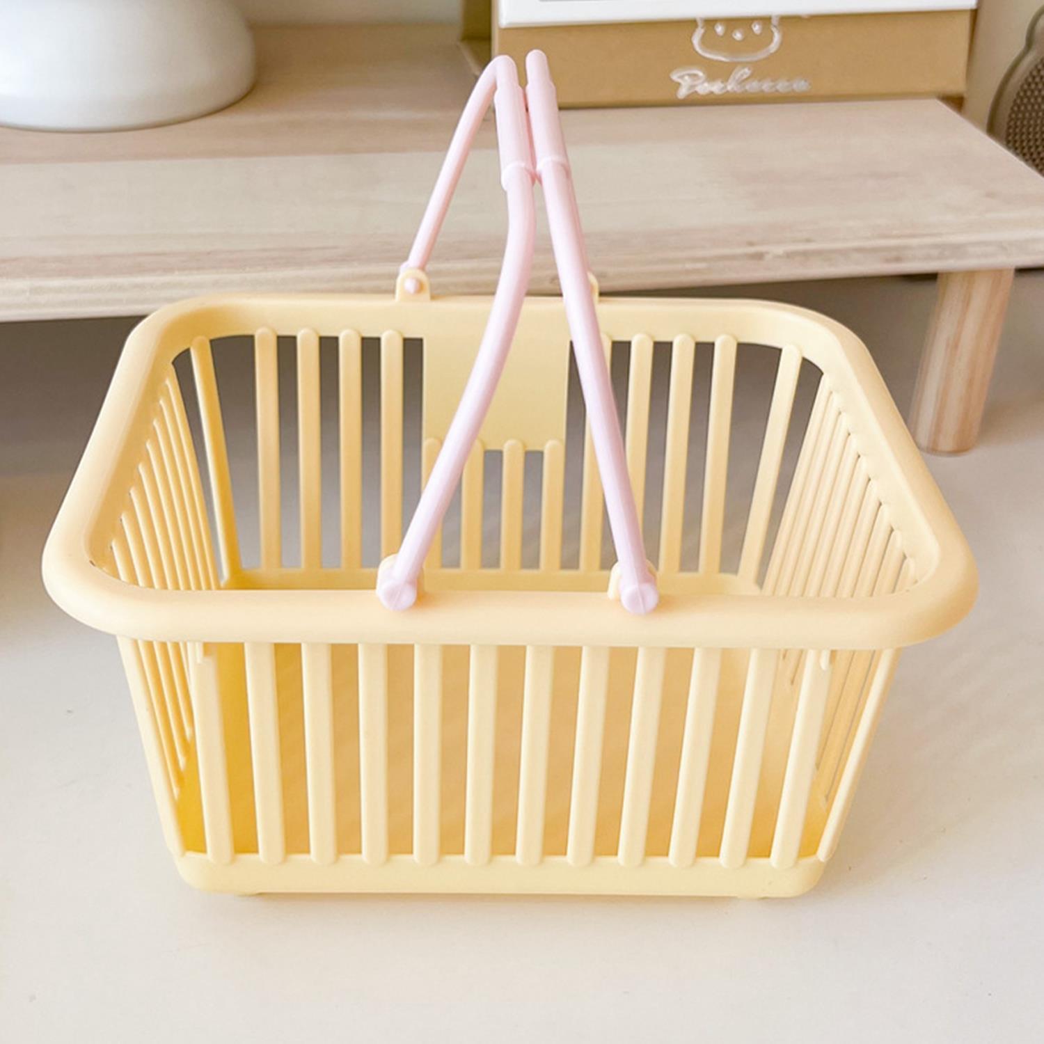 Panier de courses pour enfants, panier d'épicerie avec poignées, petits paniers de courses au détail pour de fête, organisateur de cuisine, panier à linge: YELLOW