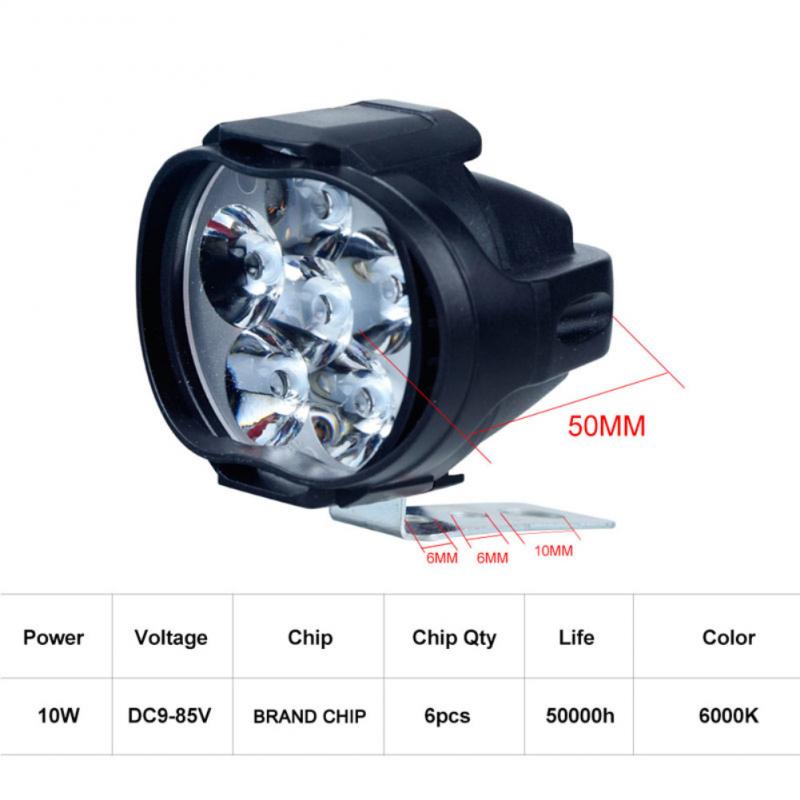 2 Stuks Motorfietsen Koplamp 6500K Wit Super Bright 6 Led Werken Spot Light Motorbike Fog Lamp 1200LM Led Scooters spot