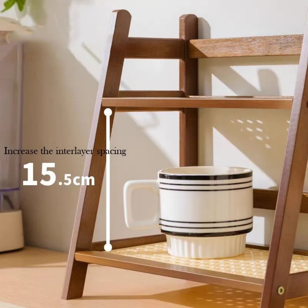 Bambus Doppelschicht Rack Offener Typ Blumentopf Ständer Schreibtische Lagerung Organizer Kleinigkeiten Lagerregal Schreibtisch Kaffee Bar Theke Regal