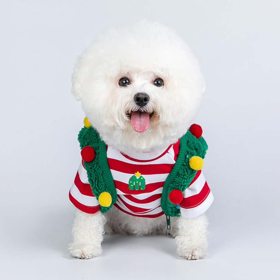 Vêtements de noël pour animaux de compagnie, gilet boule d&#39;agneau, thème de noël, pour chien et chat