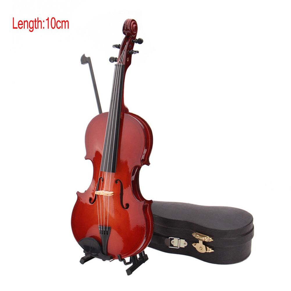 Mini Violin Model Miniature Classical Violin Replica Decoration Display Mini Musical Instrument Ornaments with Stand Case: 10CM
