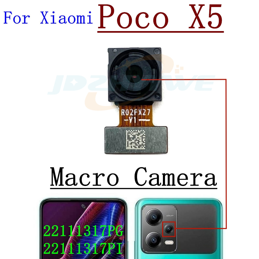 Rear Front Camera For Xiaomi Poco X5 X4 Pro X5pro Frontal Selfie Facing Main Back Wide Camera Module Flex Cable Parts: grey