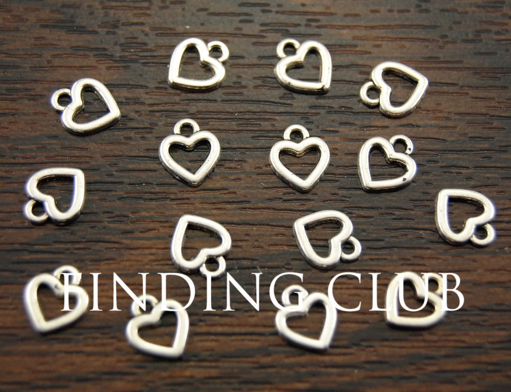 100 pcs Silver Color Alloy Mini Love Heart Charms DIY Metal Bracelet Necklace Jewelry Findings A1077