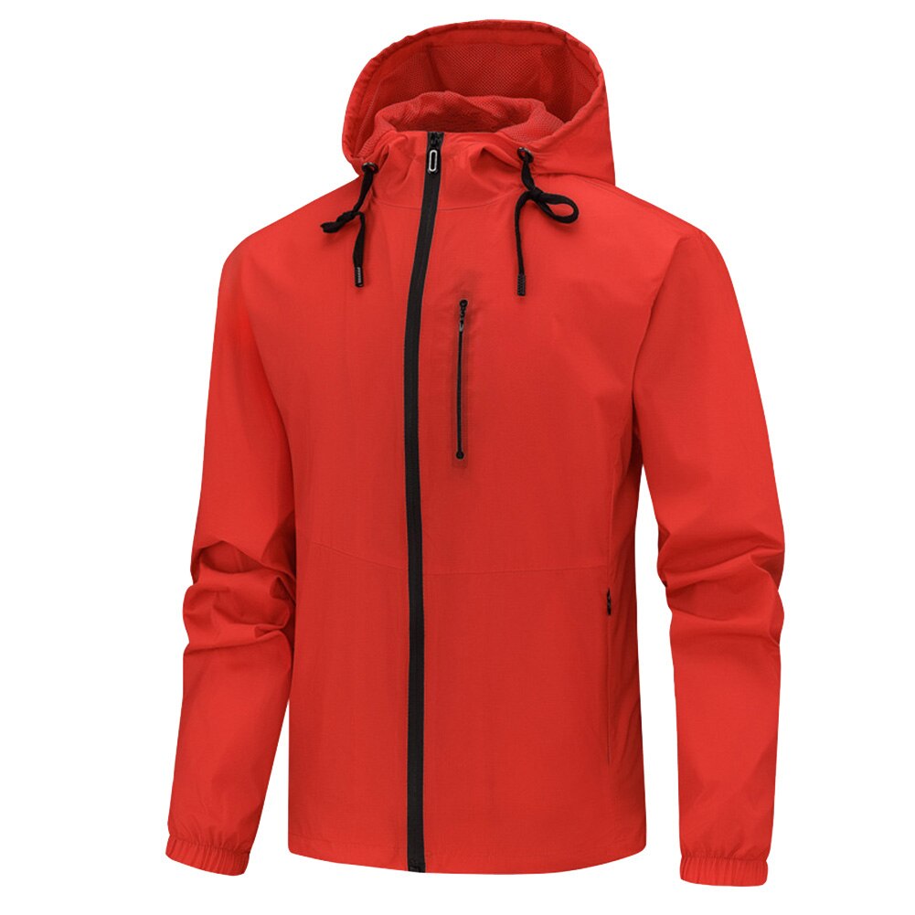 Mannen Hooded Brief Dunne Windjack Jeugd Slim Grote Maat Ritssluiting Jas THJ99: Rood / Xl