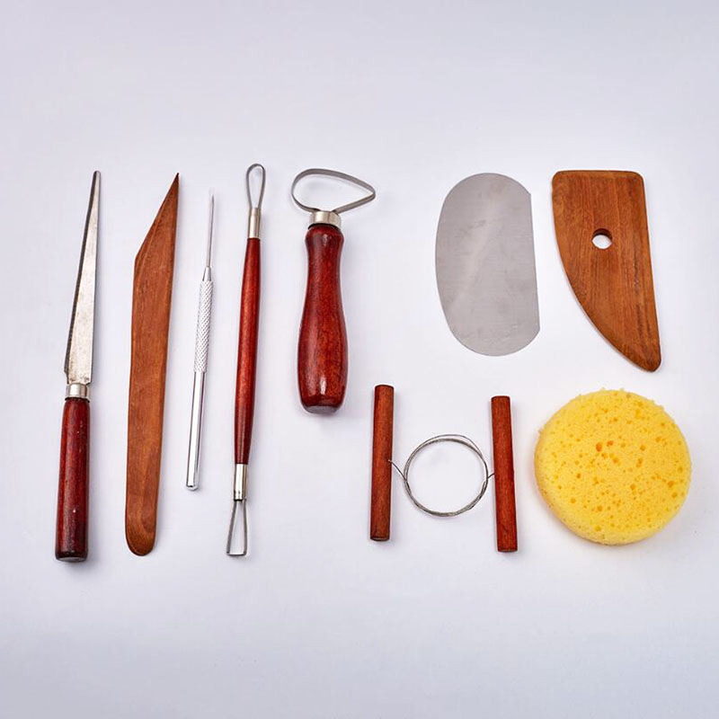 9pcs Sculpting Tool Pottery Tools Wood Handle Pottery Set Wax Carving Sculpt Smoothing Polymer Shapers Pottery Clay Ceramic Tool