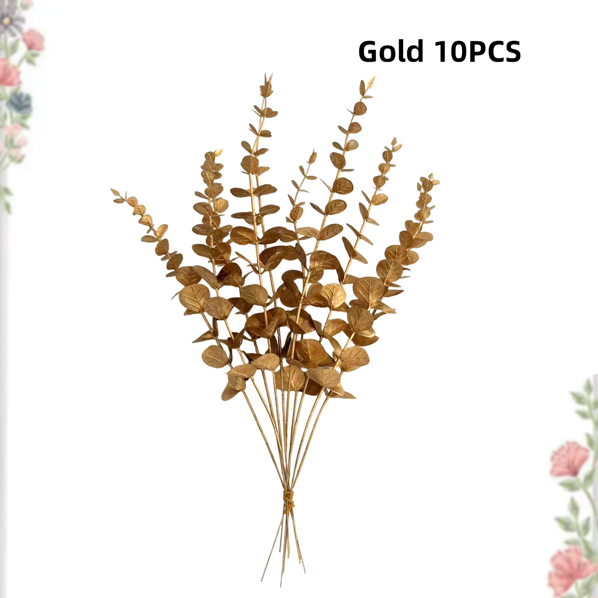 10pcs Artificial Plants-National Saudi Day, Naviad Decor, Fall Decor, Thanksgiving Decor, Party , DIY, Room, Halloween, Wedding: Gold