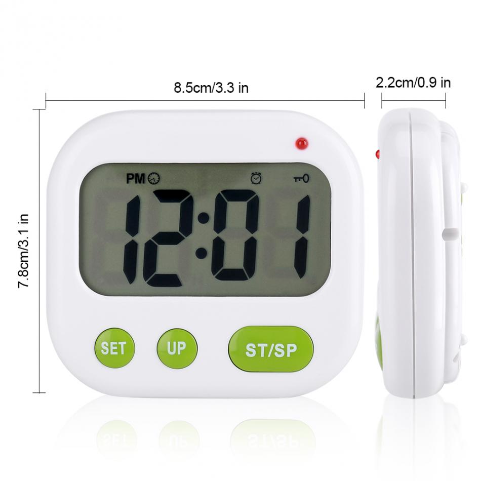 Digital LCD Alarm Clock Electronic Timer Kitchen Timer Timing Tools with Backlight Music/Vibration Modes