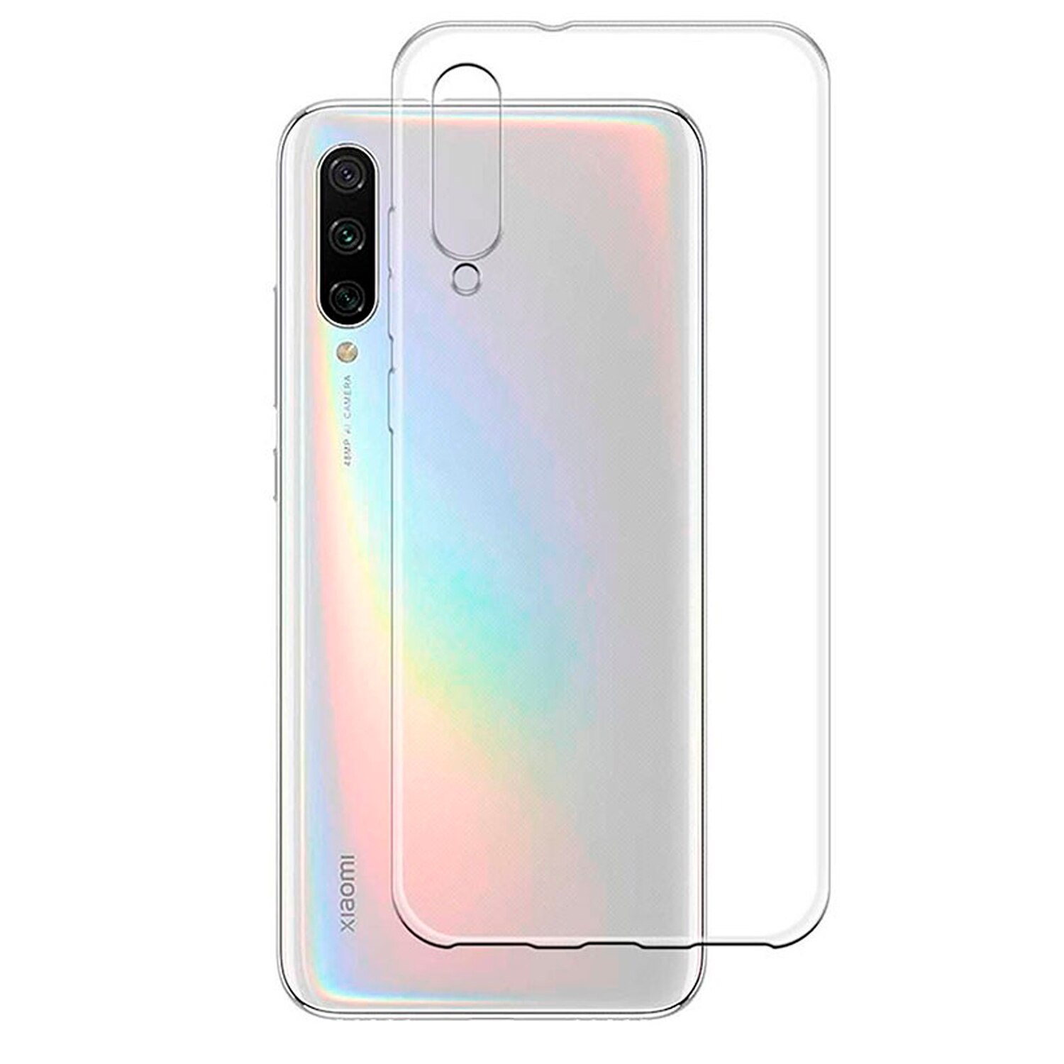 Compatibel met Xiao mi mi 9 lite 6,3 "inch transparante stand case + screen protector mi rror vol glas 3D volledige lijm