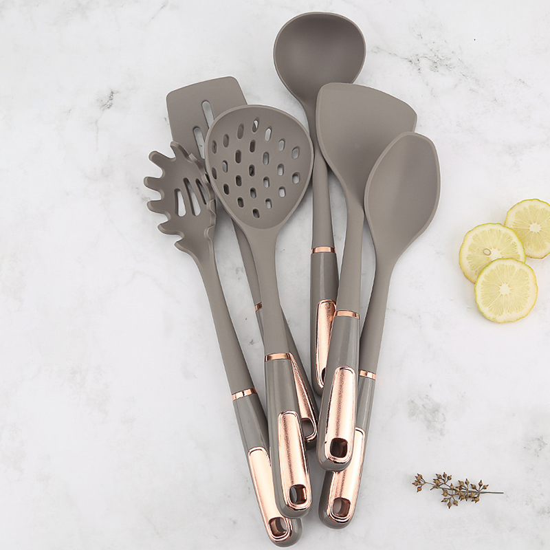 Silicone Kitchen Utensils Non-Stick Cookware Cooking Tools Gold Plated Modern Resistant Heat Kitchenware Accessories Tool