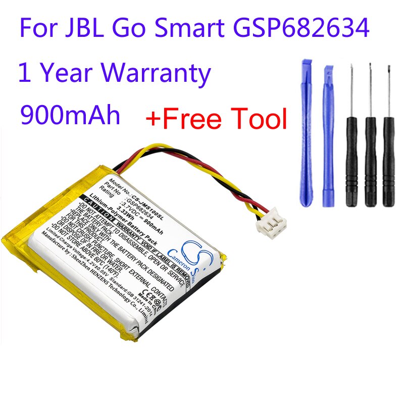 Cameron Sino GSP682634 Voor Jbl Go Smart 900Mah CS-JMS100SL 3.7V Mini Bluetooth Draadloze Vervanging Speaker Batterij Batteria