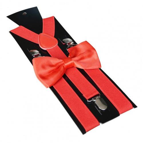 Bretelles robustes pour hommes, noir, 17 couleurs, 3 pinces solides, pantalon élastique réglable, bretelles, travail, fête: Red