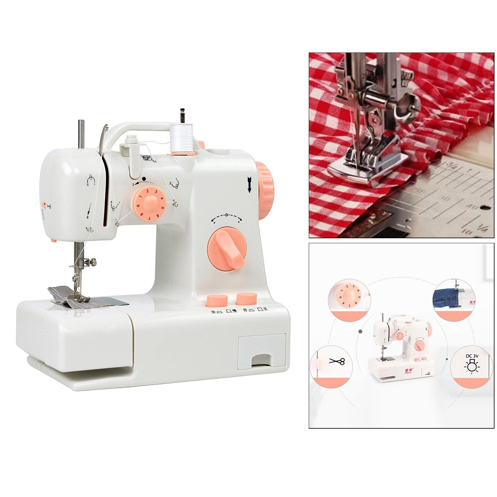 Mini Electric Sewing Machine Double Speed Adjustment With Light Household Portable Needlework Handheld Sewing Machine Tools