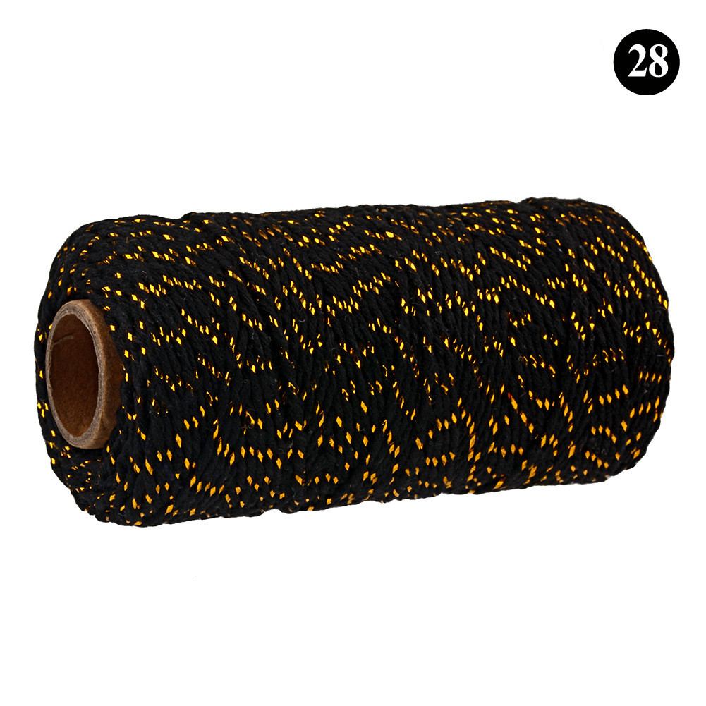 Hilo de algodón colorido para manualidades, hilo de macramé, para envolver , decoración de boda, 100 m/rollo: Gold black