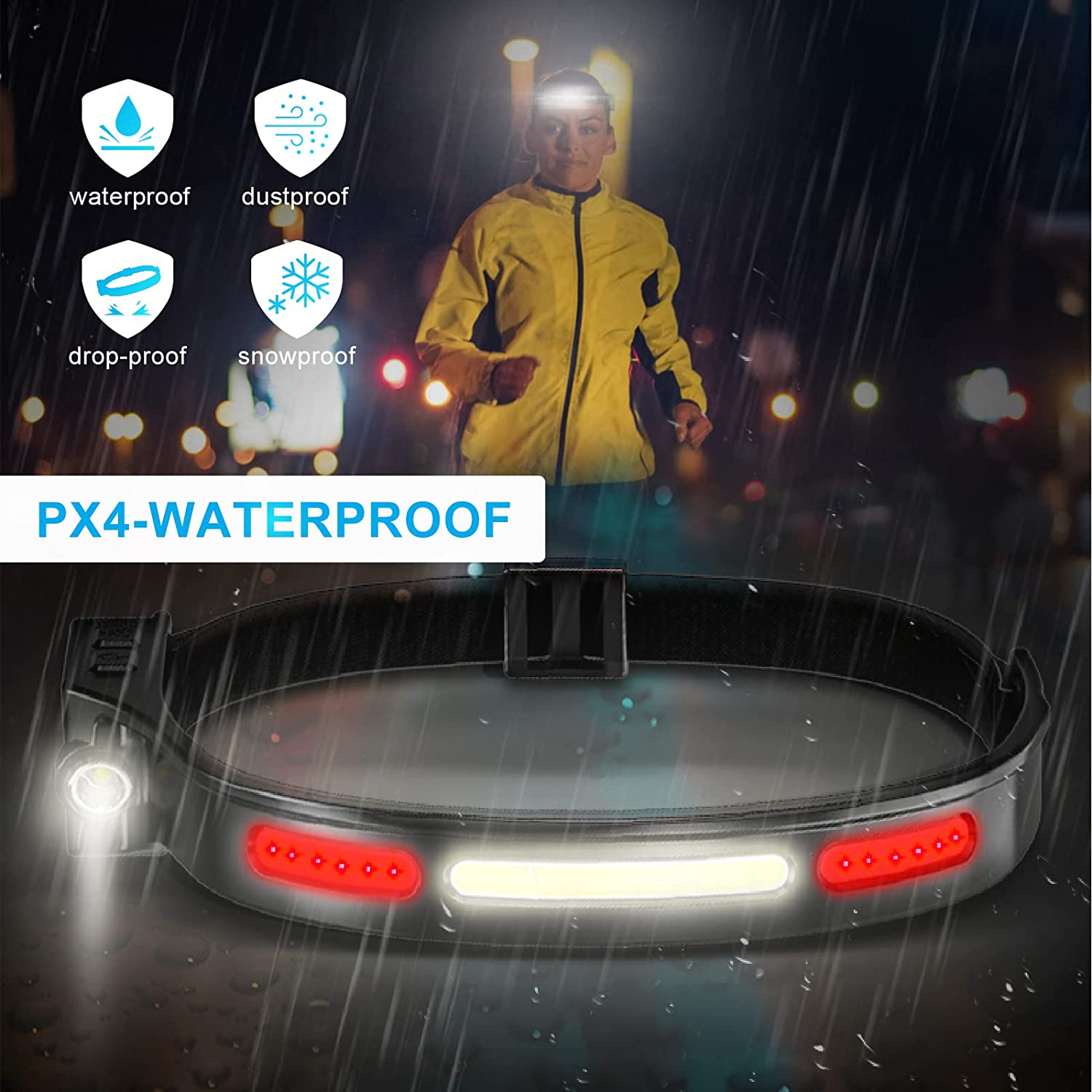 COB LED Headlamp USB Rechargeable Headlamp with Red light for Car 5 Models