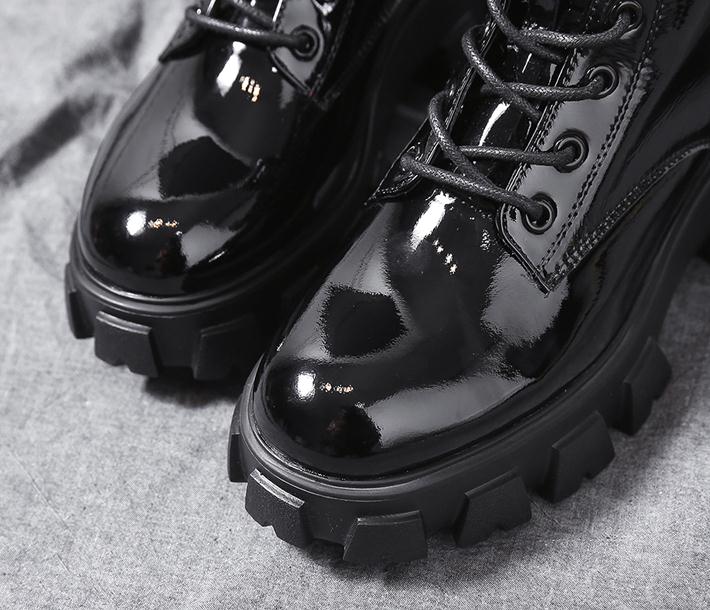 Martin boots med snörning dam stövlar med rund tå för kvinnor stövlar bekväma gummiskor dam vardagsstövlar höst pu