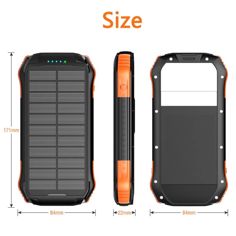 Waterdichte Powerbank Solar Power Bank 80000Mah Draagbare Externe Batterij Oplader Voor Iphone Xiaomi Mi Samsung Zonnelader
