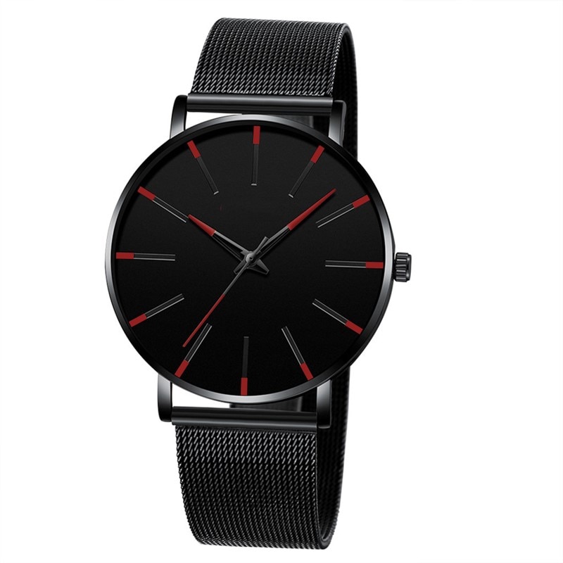 Watch Men Watch Ultra-Thin Watches Quartz Stainless Steel Band Simple Wrist Watch Male Clock: H