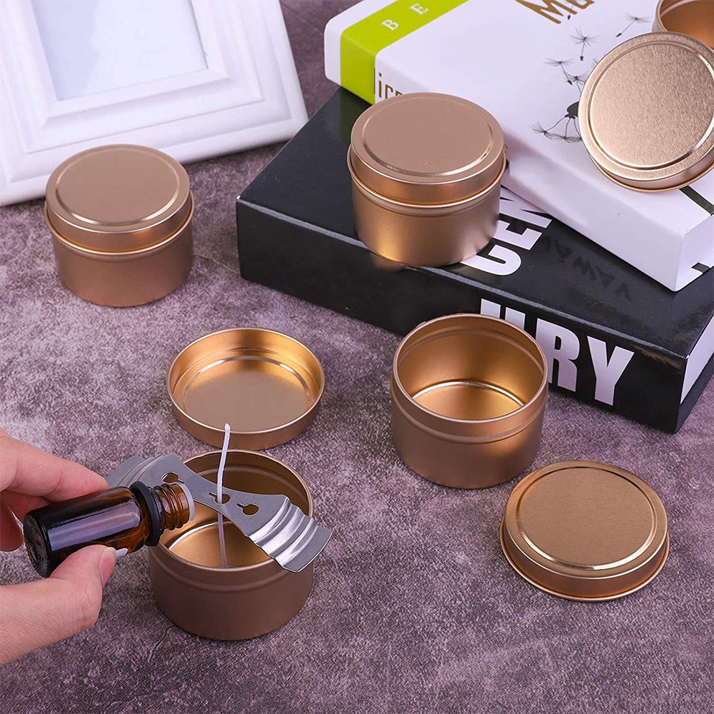 12 Pieces Candle Tin Candle Containers 4 Ounces Candle Jars for Candle Making Arts Crafts, Storage, and More (Rose Gold)