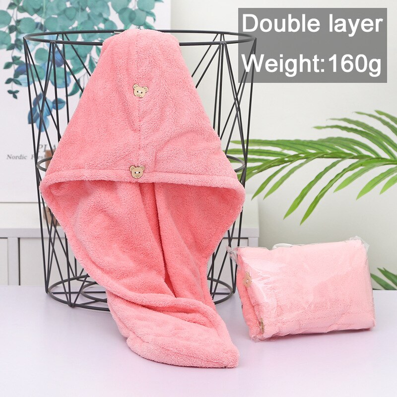 Women Towels Bathroom Microfiber Towel Rapid drying Hair Towel Bath Towels For Adults toallas microfibra toalha de banho: Pink-Double layer