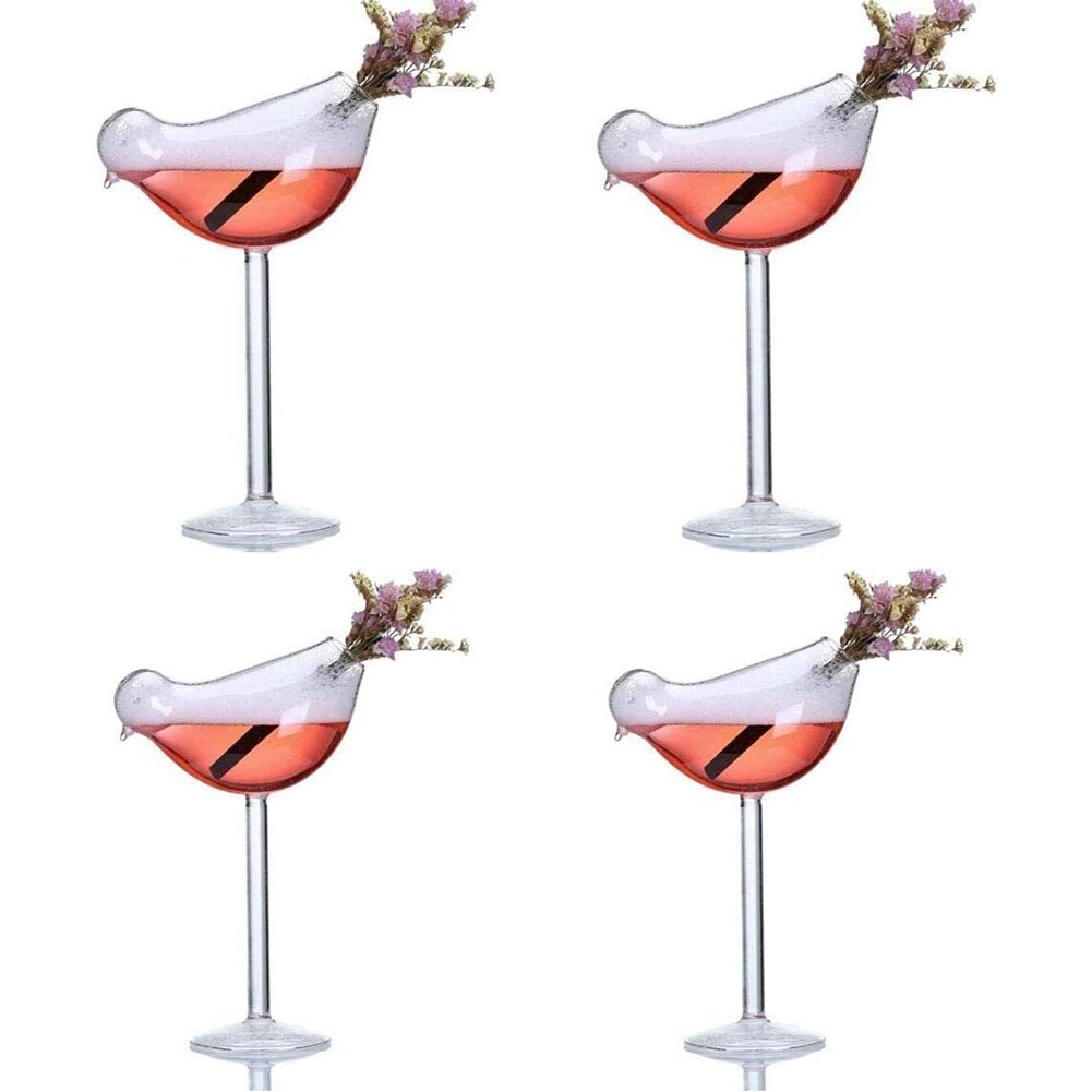 Glass Goblet Transparent Glass Cup Decorative Bird Shape Cocktail Glass For Home Bar Restaurant