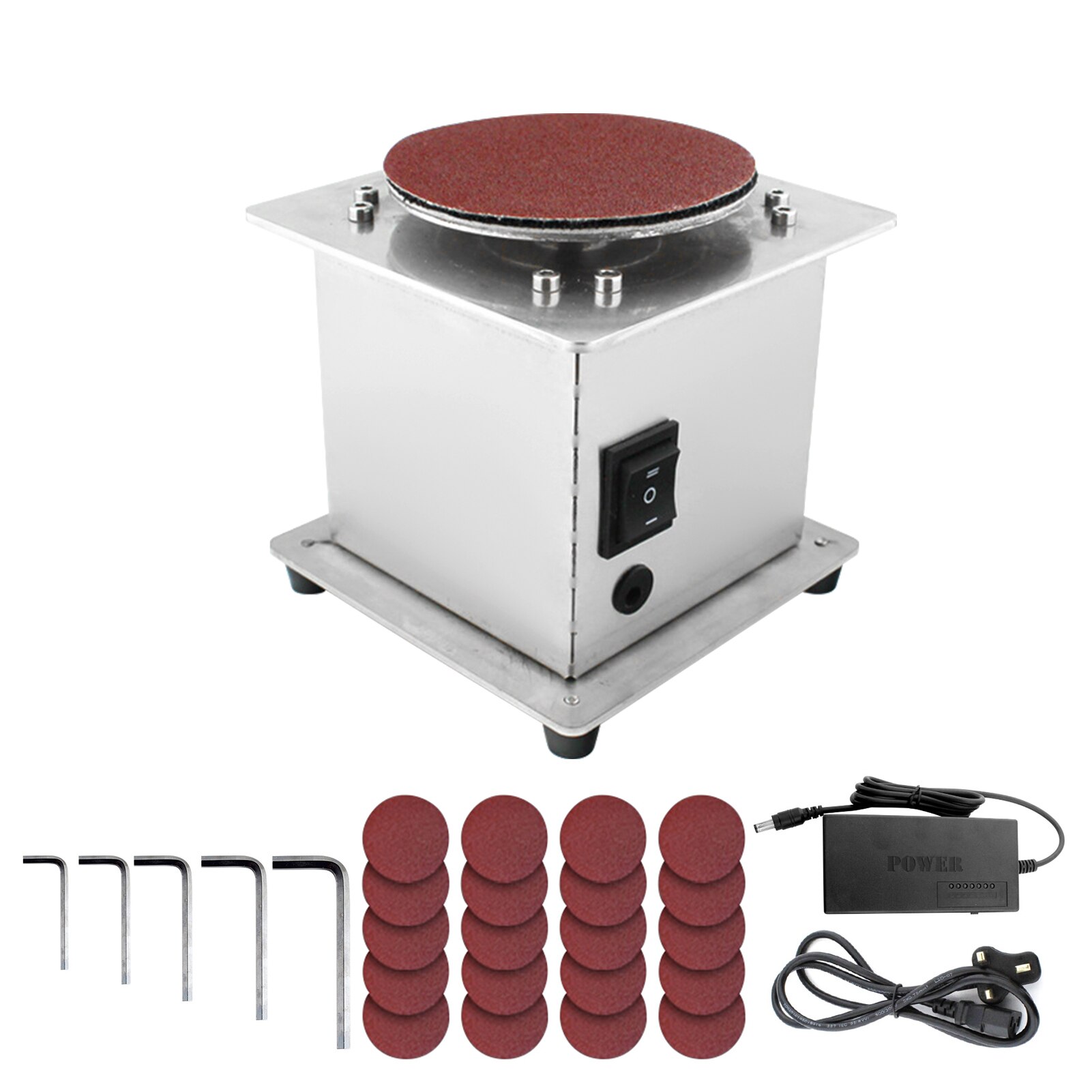 Mini Bench Disc Sander Electric Edge Sharpener 7 Variable Speed 20Sanding Discs Self-adhesive Benchtop Sanding Grinding Machine: UK Plug
