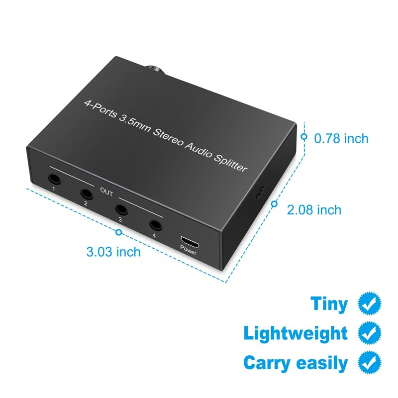 4 Ports 3.5mm Audio Splitter Multiple Audio Outputs Headphone Amplifier Stereo Audio Amplifier Earphone Splitter