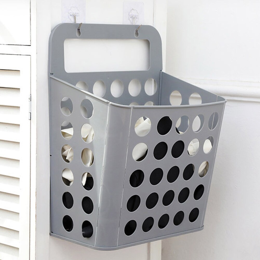 Plastic Container Foldable Organizer Household Storage Solid Wall Mounted Laundry Basket With Handles Bathroom Large Capacity
