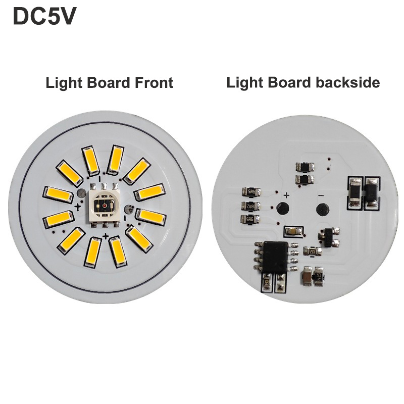 USB RGB LED Lamp Night Light DIY Desktop Ornament Lighting Source Round Light Board DC 5V 3W Diameter 31mm Switch Color Changing