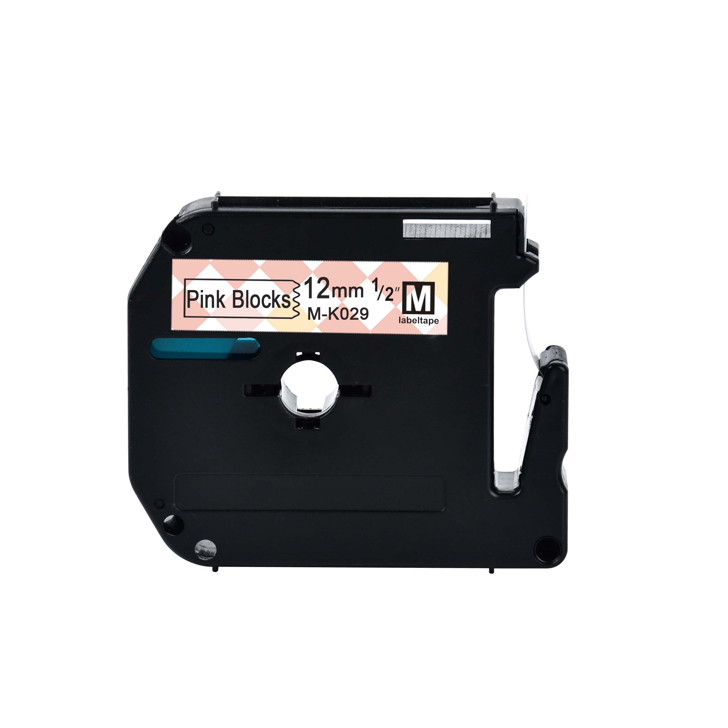 Lovely Pattern MK-231 Compatible brother M-K231 MK231 MK 231 black on white 12mm strong adhesive label tapes for PT-80 PT-70: Pink Blocks