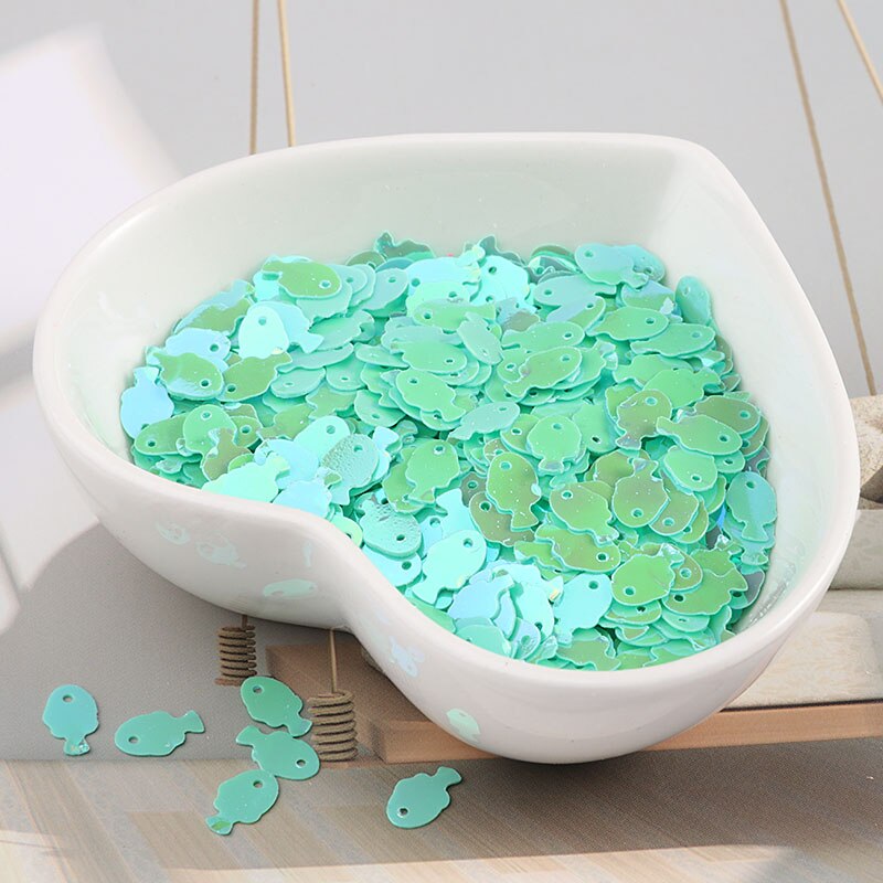 10g/bag 5*7mm Colorful Fish Sequins DIY Slime Material Sequins Fittings for Needlework Craft Costume Jewelery 720pcs: AB Dark Green