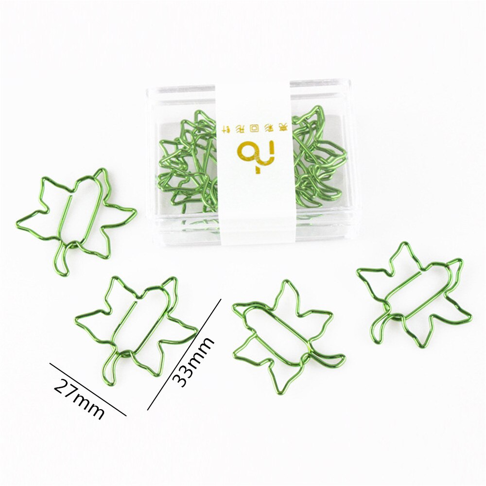 12 Pcs Cute Rose Gold Airplane Shape Paper Clips Escolar Bookmarks Photo Memo Ticket Clip Stationery School Supplies: Leaf-10pcs