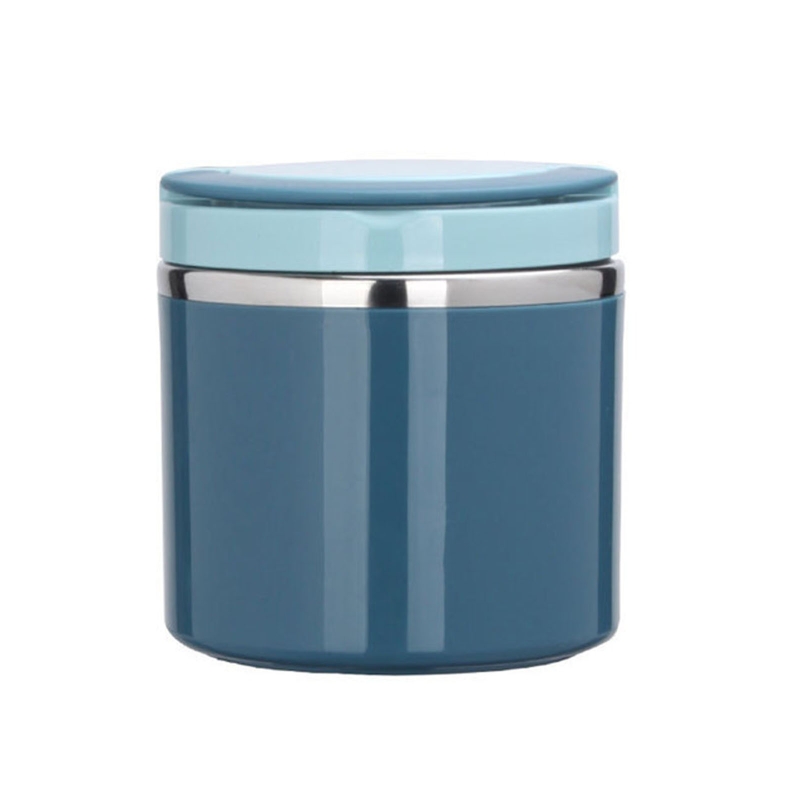 Round Thermal Lunch Box 630/1000ml Insulated Food Container with Lid Soup Jar Milk Cup for Home School Office Picnic: Blue / 630ML
