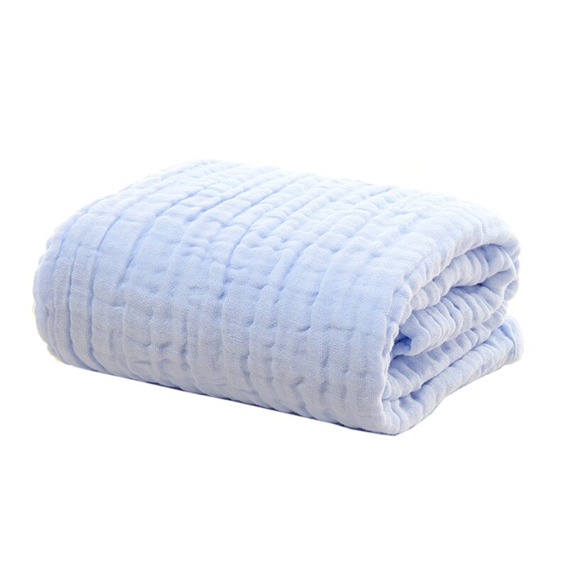 Manta de algodón de 6 capas para recibir al bebé, manta envolvente para niños, colcha para dormir, manta de muselina para bebé: Azul