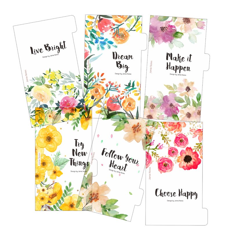 Transparent Fleur Recharges 6 pièces Intercalaires A5 A6 pour 6 Liant Trou Portable Organisateur Belle Charge Pages Pour Planificateur: A5-142X208mm