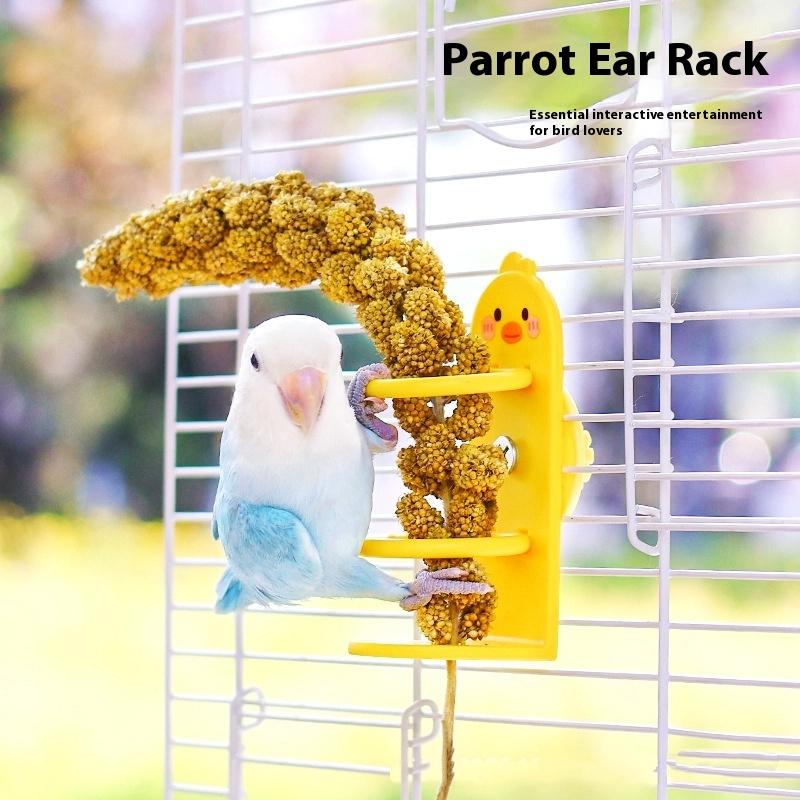 Leuke Cartoon Gele Eend Vogel Voeden Fruit- en Groentenrek Kooi Vogelvoeders Graan Clip Groente Graan Clip Vogelbenodigdheden