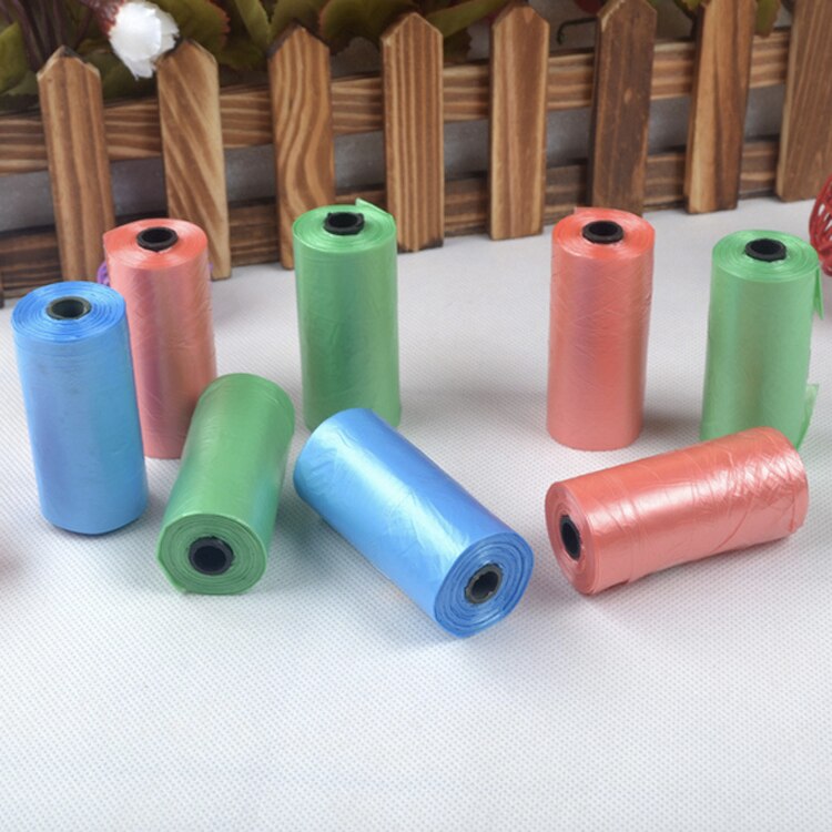 15pcs/Roll Degradable Environment Friendly Plastic Bag Pet Supplys Cat Dog Poop Bags Outdoor Home Clean Refill Garbage Bag