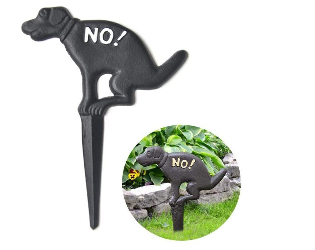 Yard Sign with Stake Puppy Decorated for Yard Garden Decoration Stop Dogs from Pooping 1pc Inserted European Metal Sign