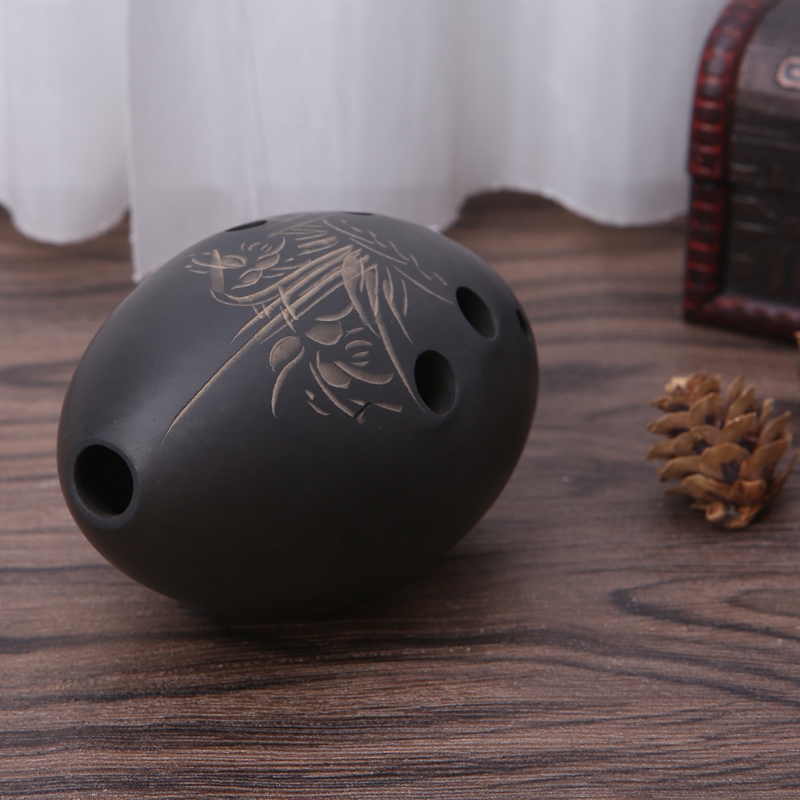 Ocarina – Instrument de musique à 8 trous, en argile noire, Xun, pour enfants débutants,