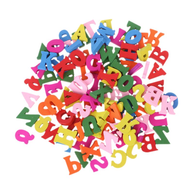 100Pcs Houten Letter Alfabet Woord Carft Diy Decoratie Knop Kid Onderwijs Speelgoed XX9E