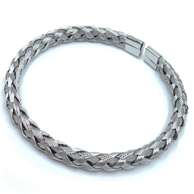 Enkle par armbånd mænd kvinder trendy flettet rustfrit stell åbent armbånd armbånd til mænd kvinder festival smykker: 1