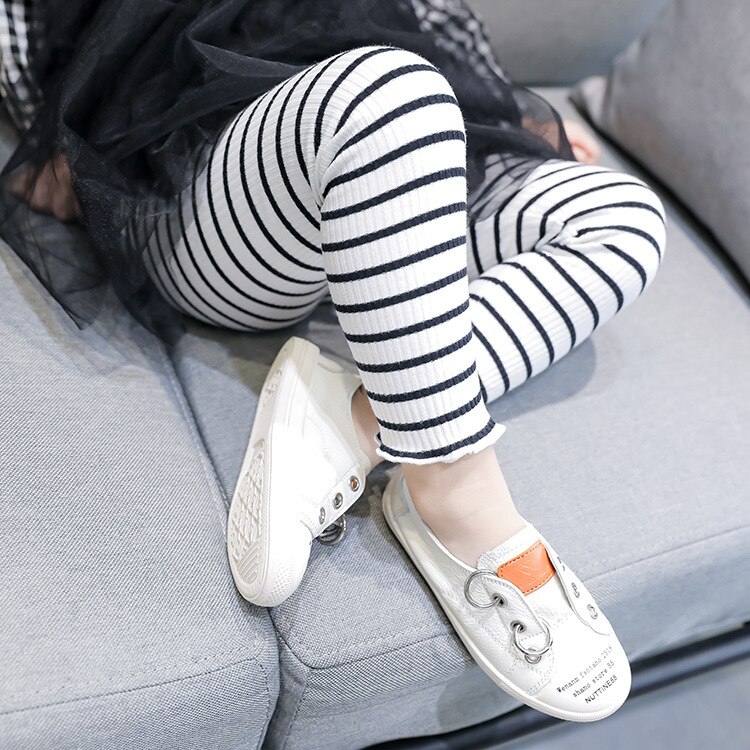 Meisjes leggings baby meisjes broek peuter kinderen klassieke leggings lente herfst kinderen gestreepte leggings 2-6y baby meisjes leggings